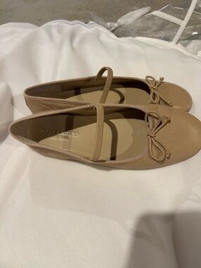 Vince Camuto Beige/Tan Mary Jane Ballet Flats with Bow
